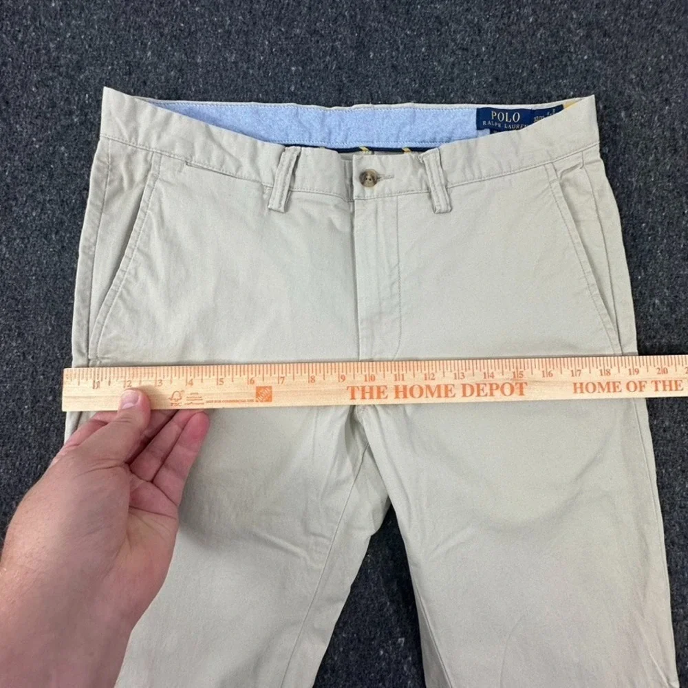 Polo Ralph Lauren Pants Mens Size 32x32 Beige Slim Stretch Fit Bedford Preppy